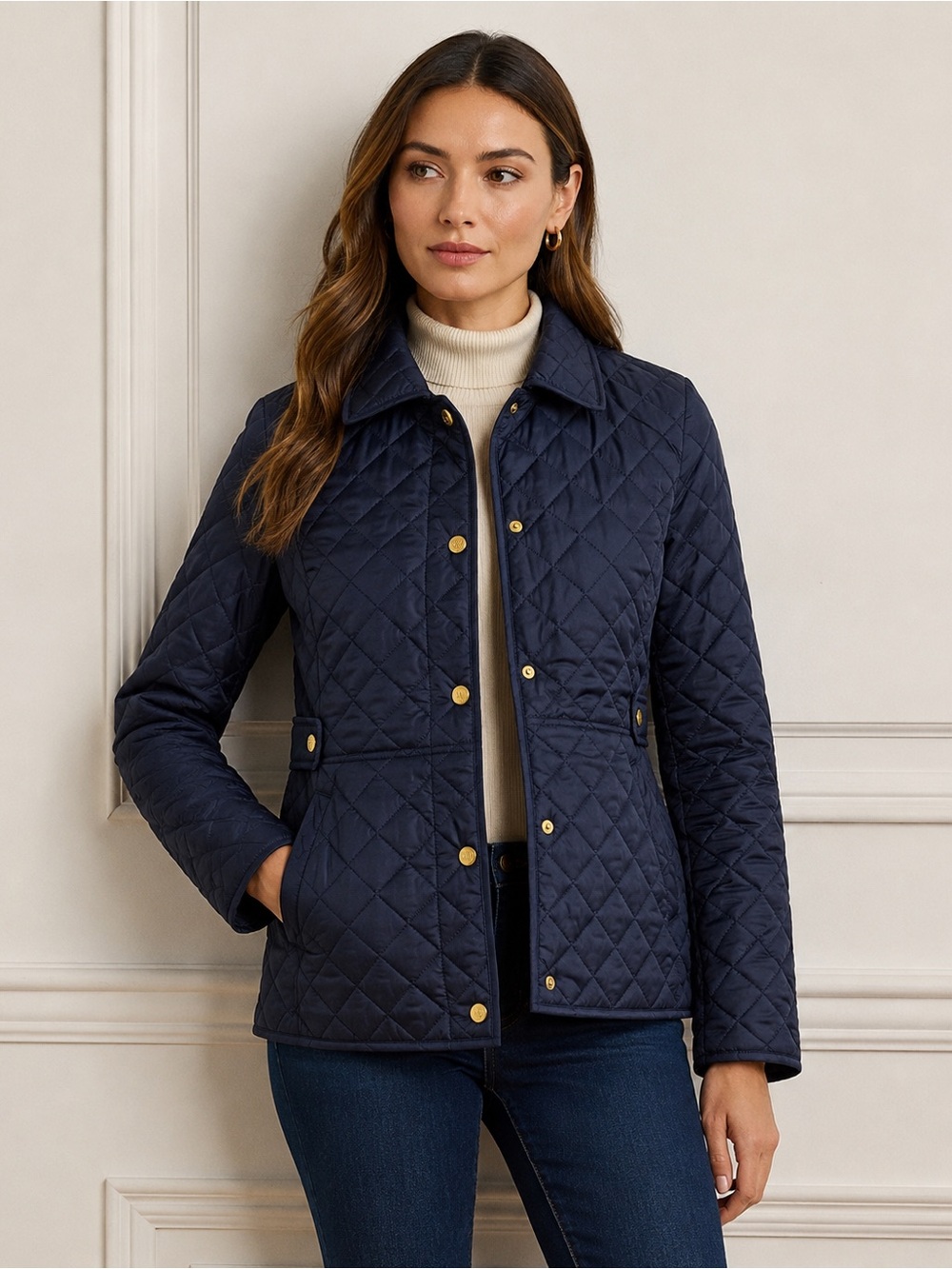 🔹 NWOT Lauren Ralph Lauren Quilted Jacket in Navy Size Large